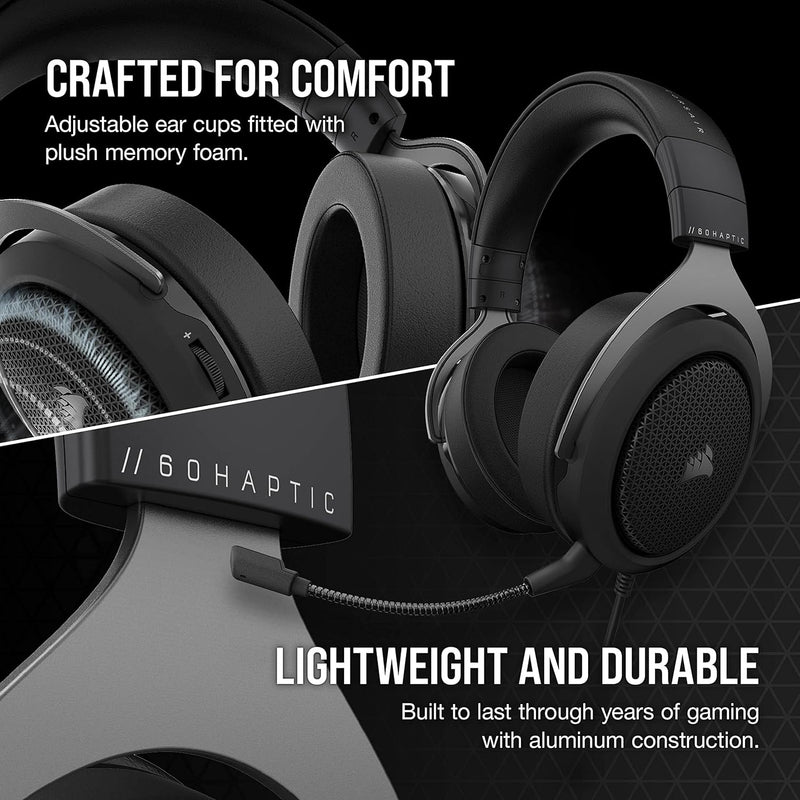 【Corsair 9月份夏季超筍價】Corsair HS60 HAPTIC Stereo Gaming Headset with Haptic Bass — Carbon CA-9011228-AP