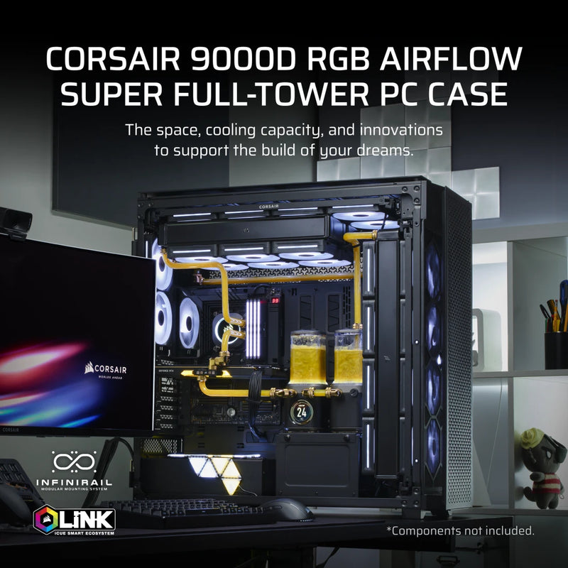 CORSAIR 9000D Black 黑色 RGB AIRFLOW Super Full-Tower PC Case CC-9011273-WW