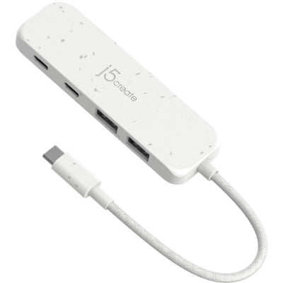 j5create 環保材質 USB-C Gen2 轉四埠Type-A / Type-C 白色高速集線器 - UH-JCH342W