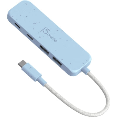 j5create 環保材質 USB-C Gen2 轉四埠Type-A / Type-C 藍色高速集線器 - UH-JCH342C