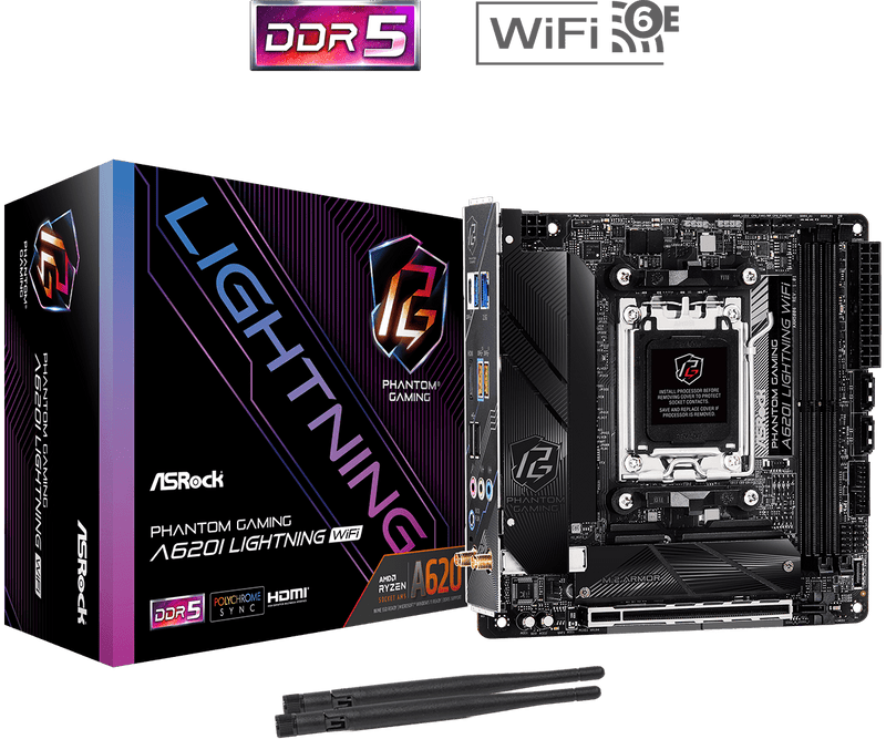 ASRock A620I Lightning WiFi DDR5,Socket AM5 Mini-ITX Motherboard 