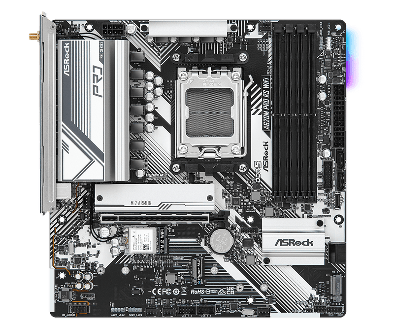 ASRock A620M Pro RS WiFi DDR5,Socket AM5 mATX Motherboard 