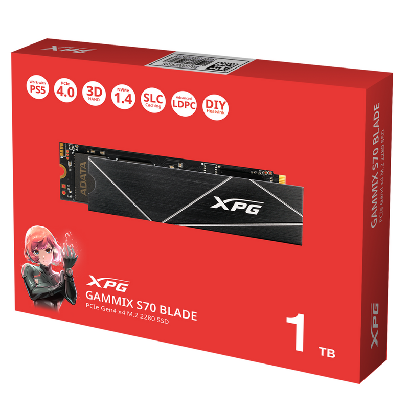 ADATA 1TB XPG GAMMIX S70 BLADE AGAMMIXS70B-1T-CS M.2 2280 PCIe Gen4 x4 SSD