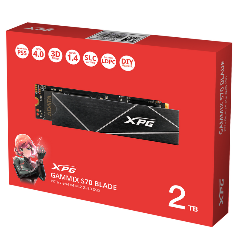 ADATA 2TB XPG GAMMIX S70 BLADE AGAMMIXS70B-2T-CS M.2 2280 PCIe Gen4 x4 SSD