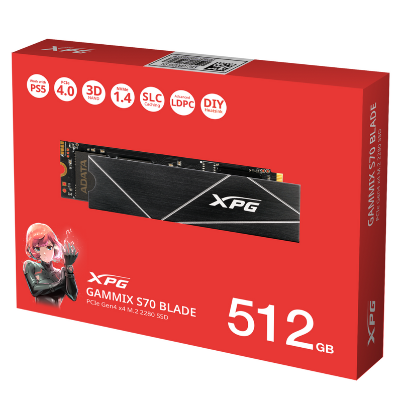 ADATA 512GB XPG GAMMIX S70 BLADE AGAMMIXS70B-512G-CS M.2 2280 PCIe Gen4 x4 SSD