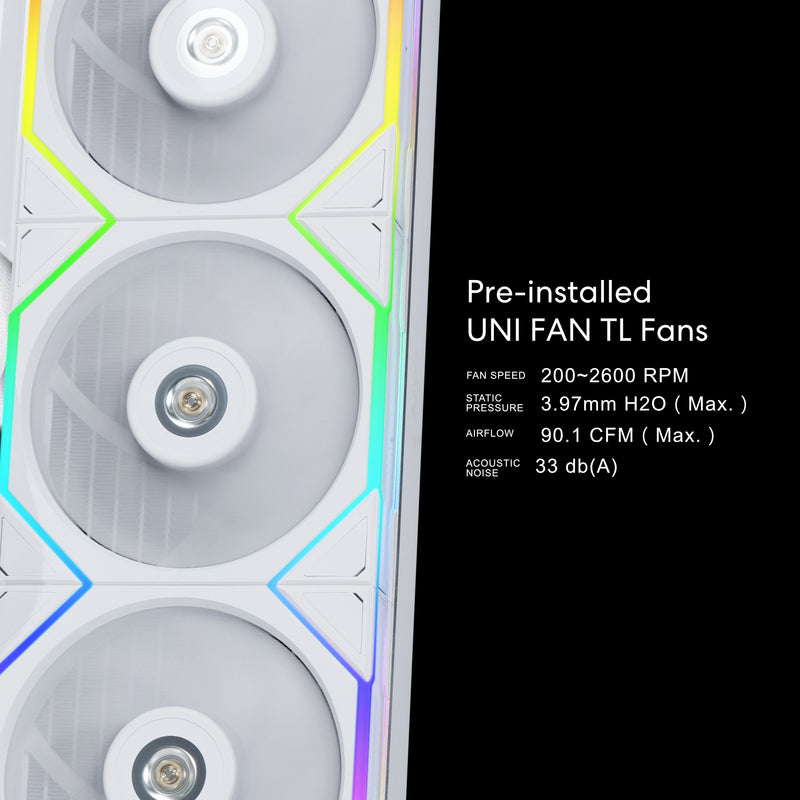 [最新產品] LIAN LI HydroShift LCD 360TL White 白色 360mm Liquid CPU Cooler (HSLCD36TW)