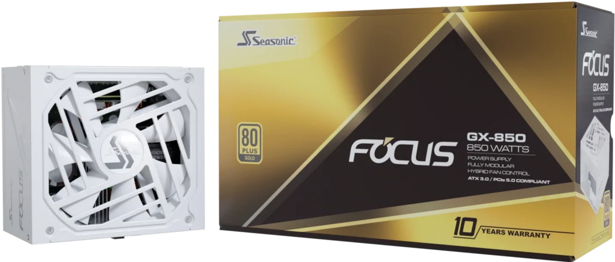 Seasonic 850W Focus GX-850 White ATX3.0 80Plus Gold Full Modular Power