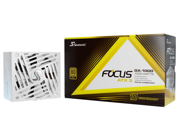 Seasonic 1000W Focus ATX3 (2024) GX-1000 White ATX3.1 80Plus Gold Full Modular Power Supply 