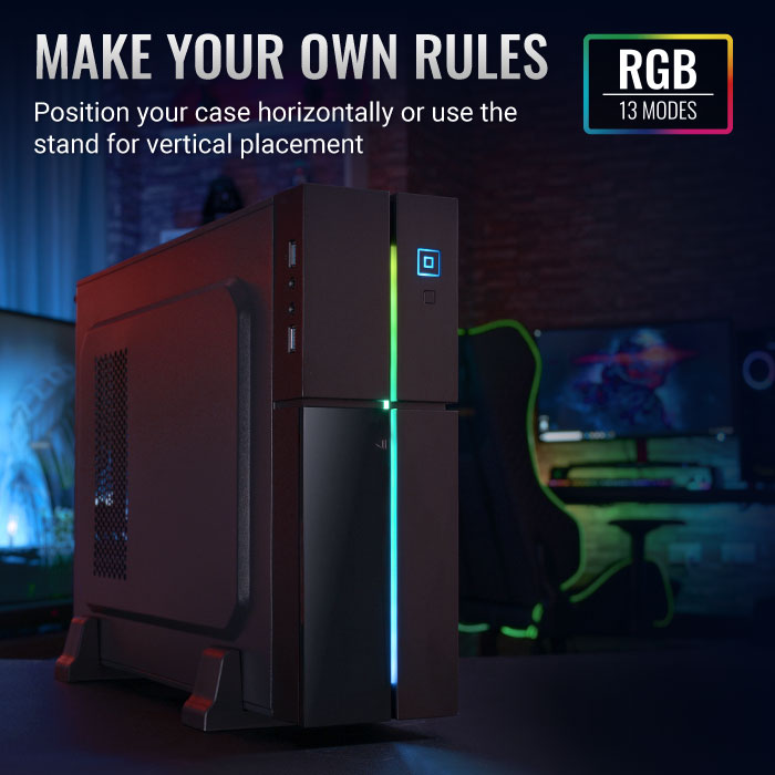 AeroCool Playa Slim RGB Black Black Micro-ATX Case 