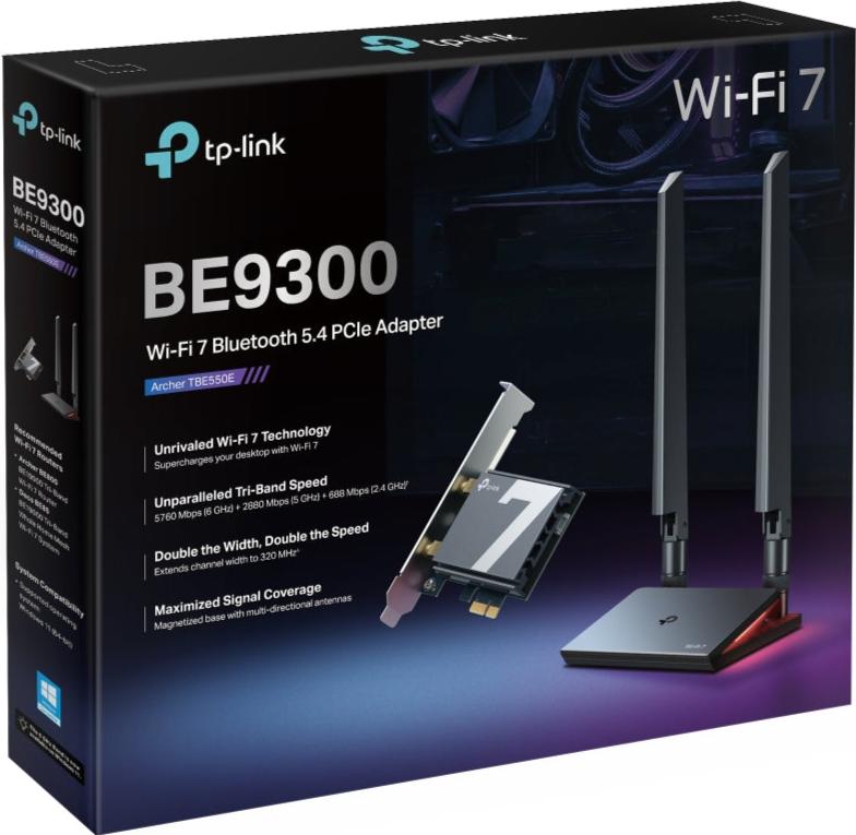 TP-Link Archer TBE550E BE9300 Wi-Fi 7 Bluetooth 5.4 PCIe Network Card