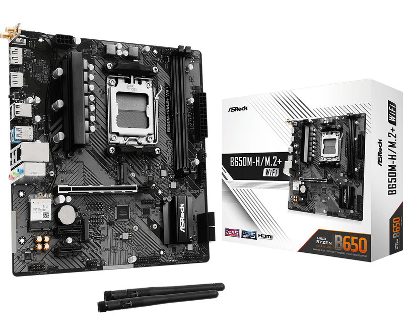 ASRock B650M-H/M.2+ WiFi DDR5,Socket AM5 mATX Motherboard 