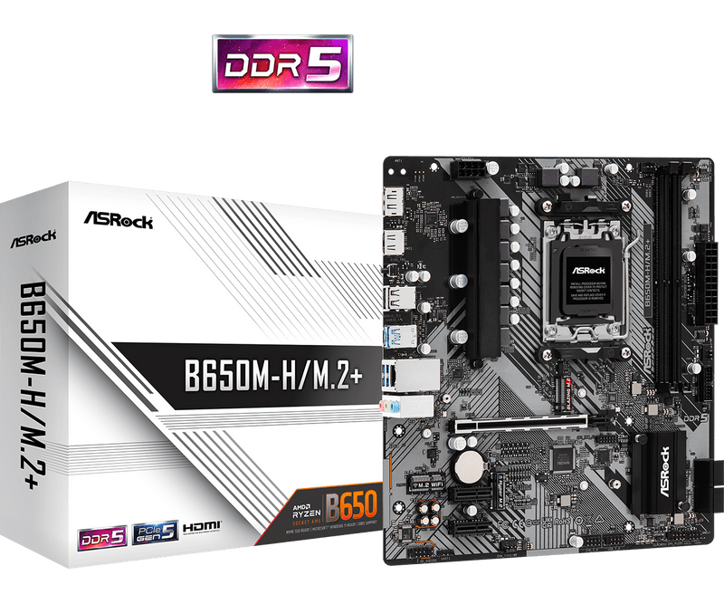 ASRock B650M-H/M.2+ DDR5,Socket AM5 mATX Motherboard 