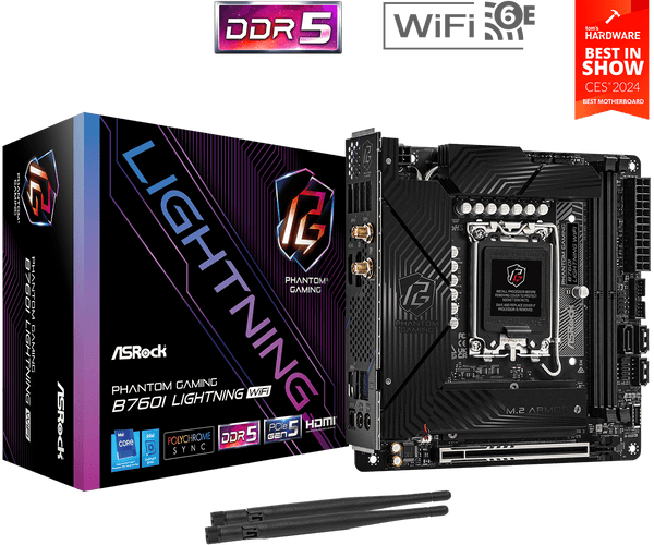 ASRock Phantom Gaming B760i Lightning WiFi DDR5,LGA 1700 Mini-ITX Motherboard