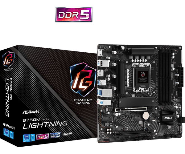 ASRock B760M PG Lightning DDR5,LGA 1700 mATX Motherboard