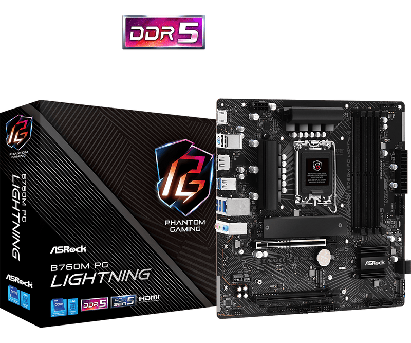 ASRock B760M PG Lightning DDR5,LGA 1700 mATX Motherboard 