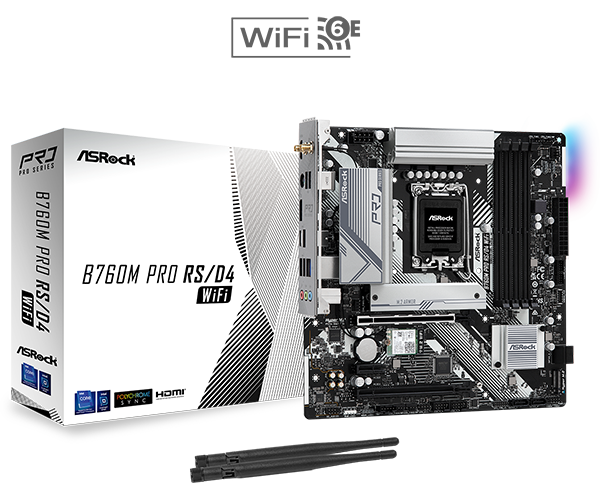 ASRock B760M Pro RS/D4 WiFi DDR4,LGA 1700 mATX Motherboard