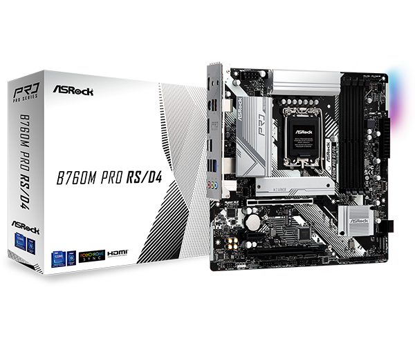 ASRock B760M Pro RS/D4 DDR4,LGA 1700 mATX Motherboard