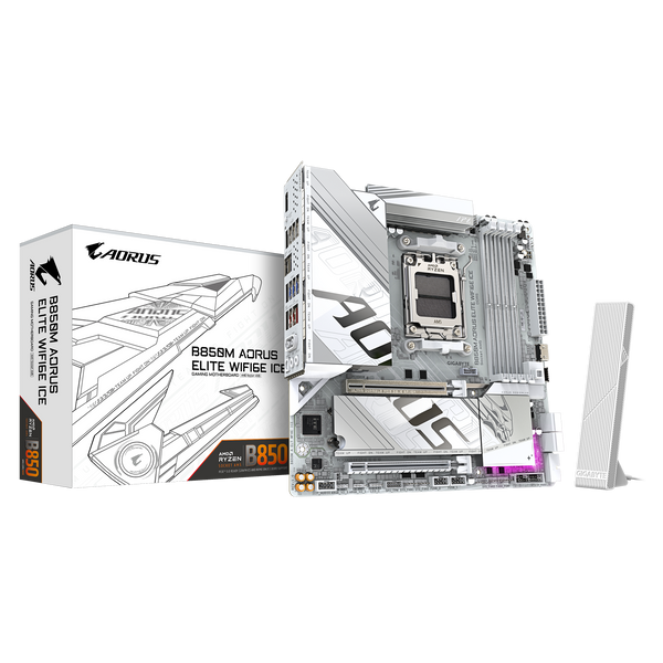 GIGABYTE B850M AORUS ELITE WIFI6E ICE DDR5,Socket AM5 mATX Motherboard 白色主機板