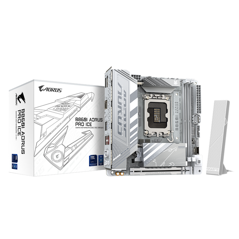 GIGABYTE B860I AORUS PRO ICE DDR5,LGA 1851 Mini-ITX Motherboard 白色主機板