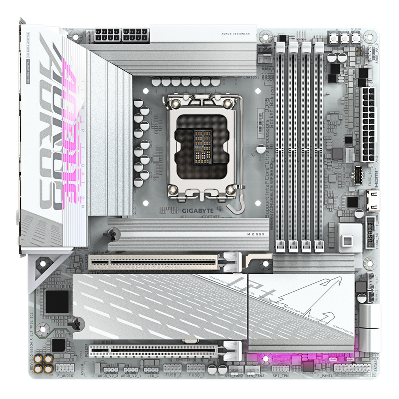 GIGABYTE B860M AORUS ELITE WIFI6E ICE DDR5,LGA 1851 mATX Motherboard 白色主機板