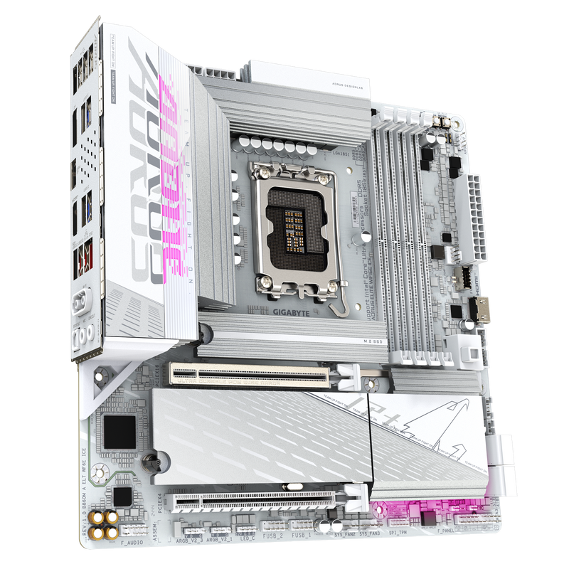 GIGABYTE B860M AORUS ELITE WIFI6E ICE DDR5,LGA 1851 mATX Motherboard 白色主機板