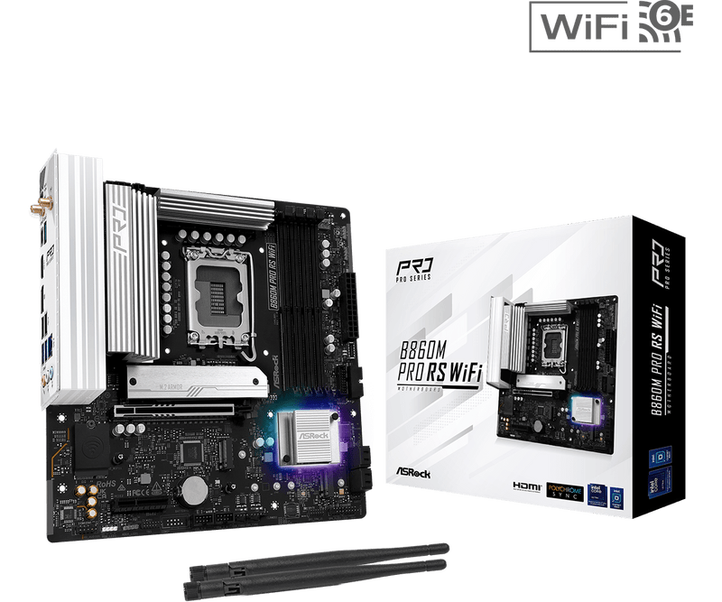 ASRock B860M Pro RS WiFi DDR5,LGA 1851 mATX Motherboard