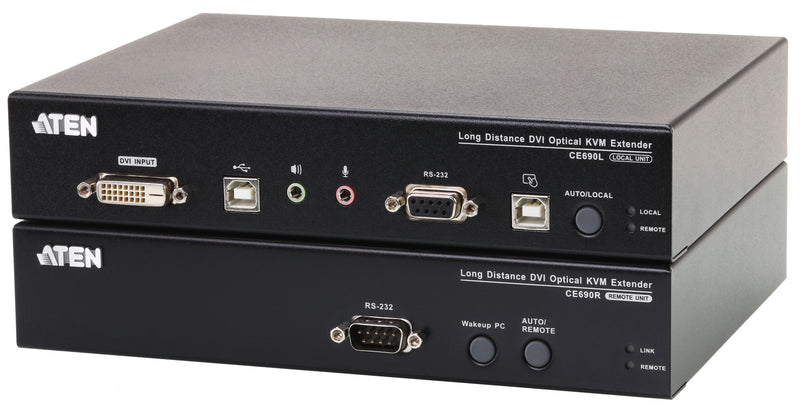 ATEN CE690 DVI USB Optical KVM Audio Extender, Local & Remote(20km)