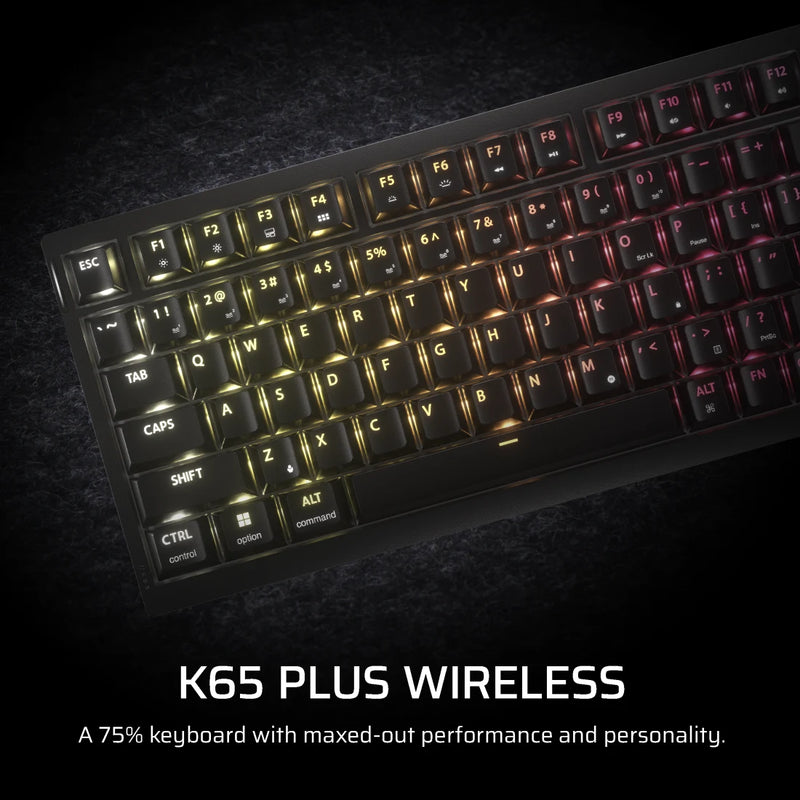 [12月聖誕優惠] Corsair K65 PLUS WIRELESS TACTILE 75% RGB BK (黑色) 機械遊戲鍵盤 - CH-91D441F-NA