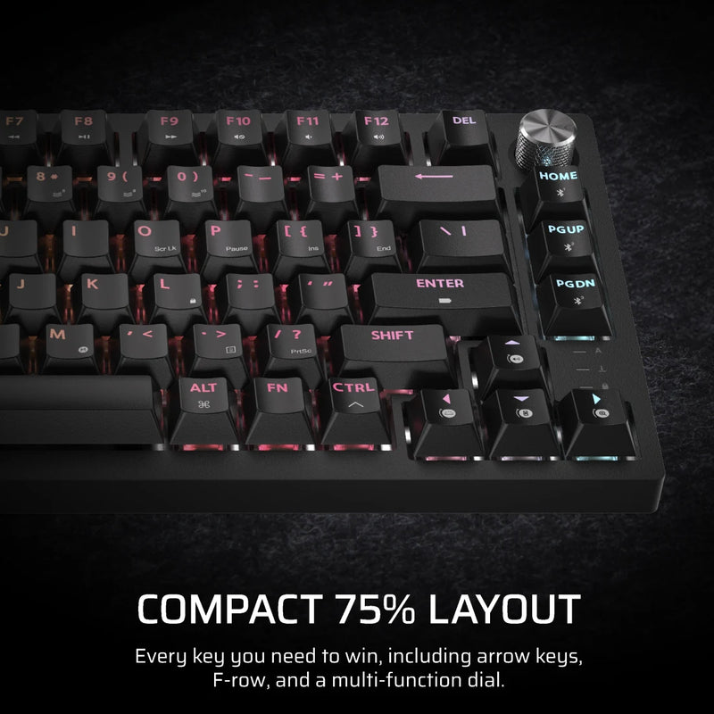 [12月聖誕優惠] Corsair K65 PLUS WIRELESS TACTILE 75% RGB BK (黑色) 機械遊戲鍵盤 - CH-91D441F-NA