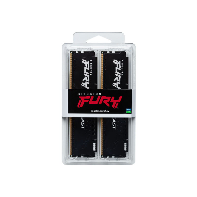 Kingston 64GB Kit (2x32GB) KF560C30BBEK2-64 CL30 Fury Beast DDR5-6000MHz Memory (AMD EXPO & Intel XMP 3.0)