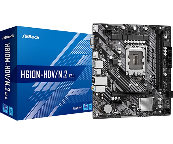 ASRock H610M-HDV/M.2-R2.0 DDR4,LGA 1700 mATX Motherboard