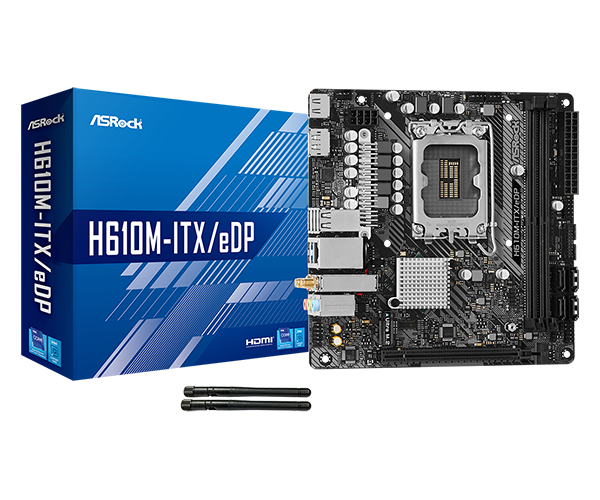 ASRock H610M-ITX/eDP DDR4, LGA 1700 Mini-ITX Motherboard