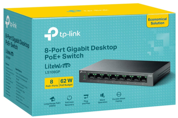 TP-Link LS108GP 8-Port Gigabit Desktop Switch with 8-Port PoE+ (TP-NE-LS108GP)