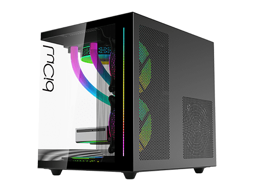 AITC KINGSMAN GAMING Lucid V900 Black Side Transparent Micro-ATX Case and 3 ARGB Case Fans