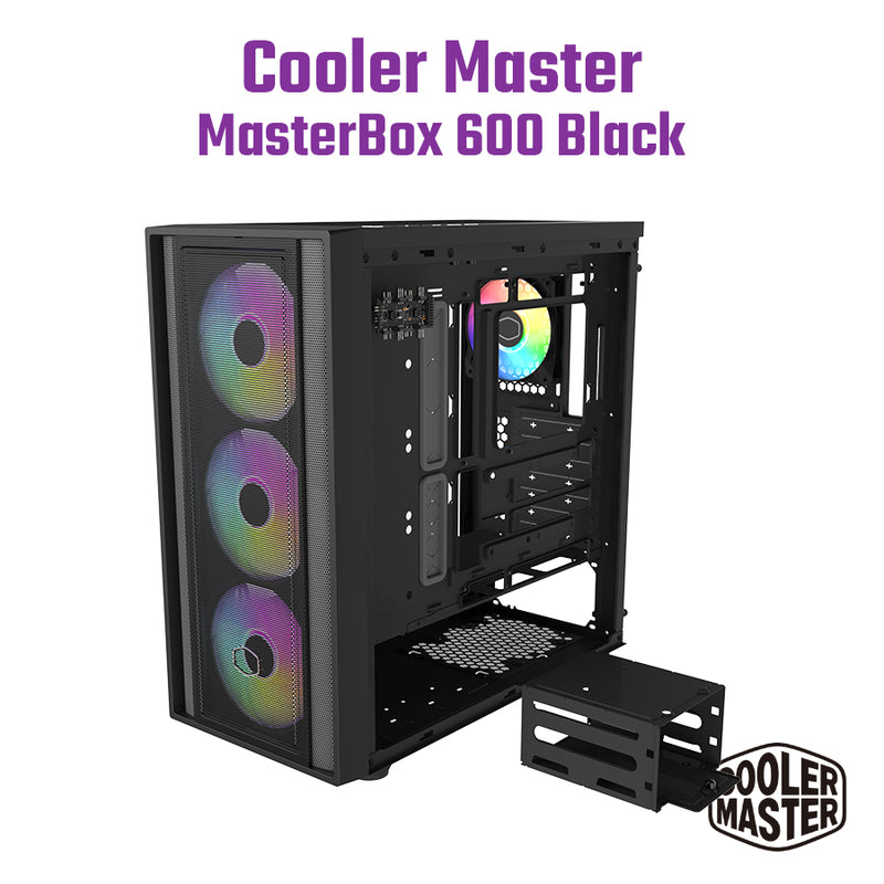 Cooler Master MasterBox 600 Black 黑色 ARGB Tempered Glass ATX Case MB600-KGNN-S00