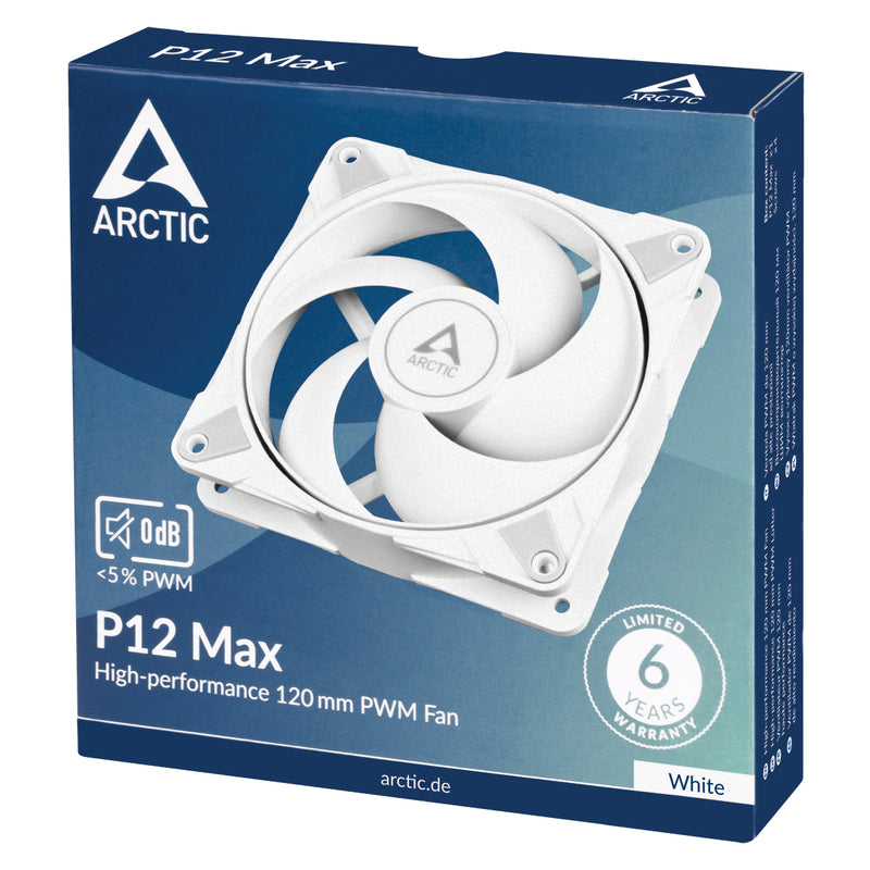 ARCTIC P12 Max White White High Performance PWM 120mm Case Fan 