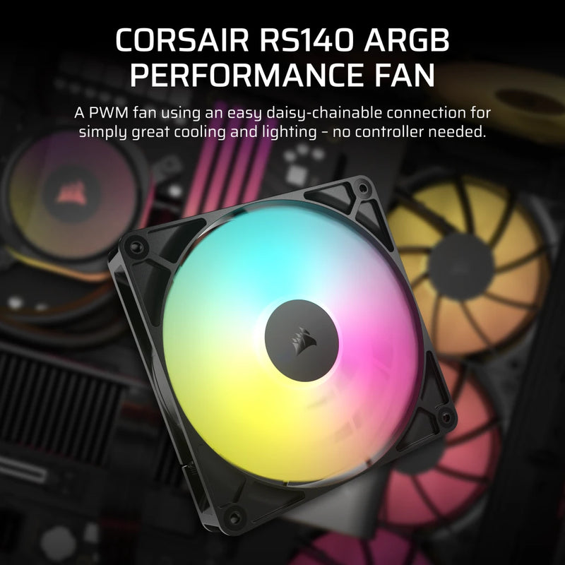 Corsair RS140 ARGB Black 140mm PWM PC Case Fan (CO-9050182-WW)