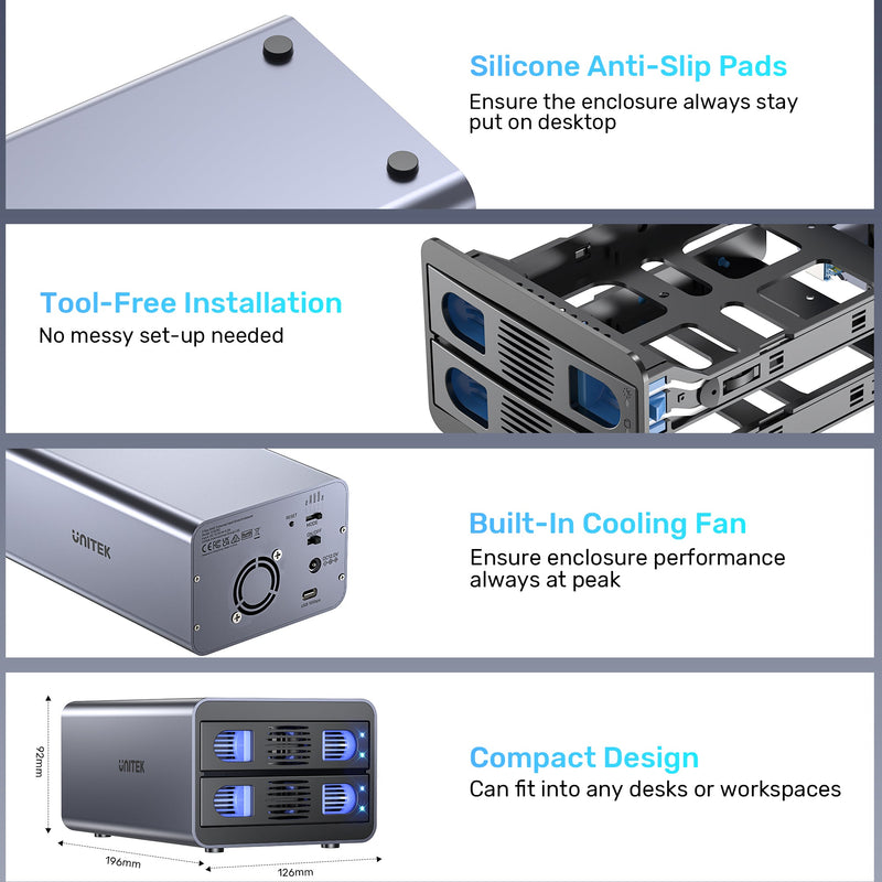 [最新產品] Unitek S1308C 2-Bay External SATA Hard Drive Enclosure (10Gbps,RAID)