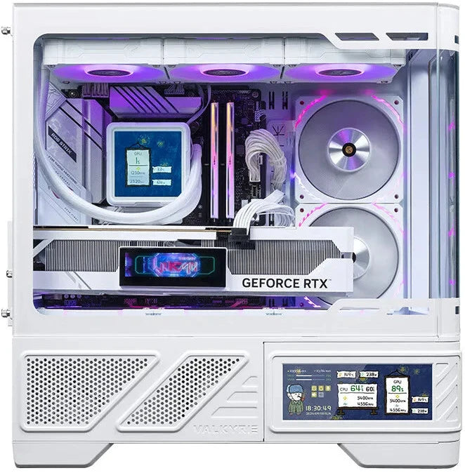 VALKYRIE VK03-M LCD White 白色 mATX Case (6.2吋輕觸式屏幕 / 270度全視線無柱設計)