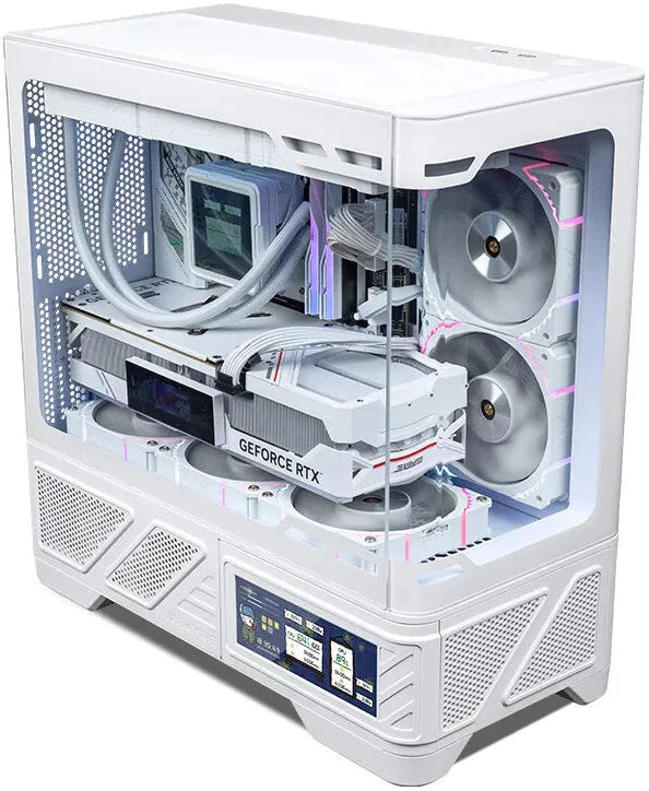 VALKYRIE VK03-M LCD White 白色 mATX Case (6.2吋輕觸式屏幕 / 270度全視線無柱設計)