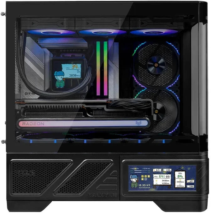 VALKYRIE VK03-M LCD Black 黑色 mATX Case (6.2吋輕觸式屏幕 / 270度全視線無柱設計)