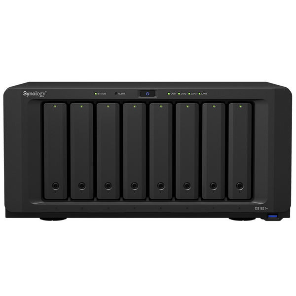 Synology DiskStation DS1821+ 8-Bay NAS (AMD Ryzen V1500B 4-core CPU, 4GB DDR4 ECC Ram)