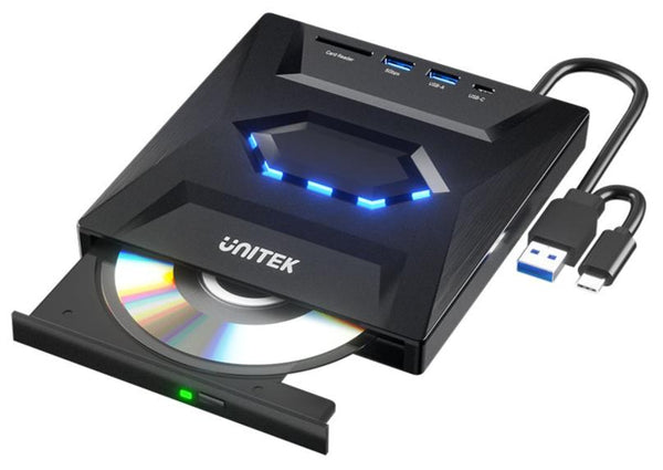 [最新產品] Unitek 5-in-1 External Optical Drive 24x/8x with Hub Function (T1037A)