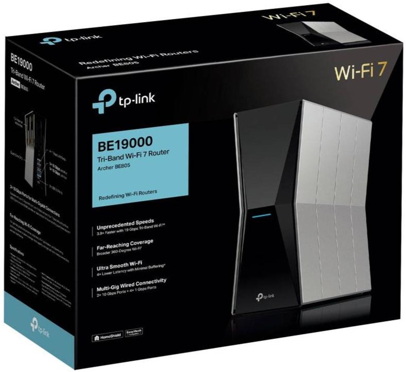 TP-Link Archer BE805 BE19000 Tri-Band WiFi 7 Router with Redefining WiFi Routers and Maximized Coverage