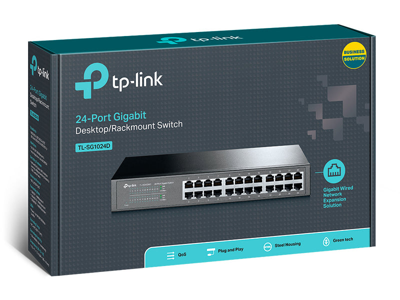 TP-Link TL-SG1024D 24-Port Gigabit Desktop/1U 13" Rack Mountable Steel Case