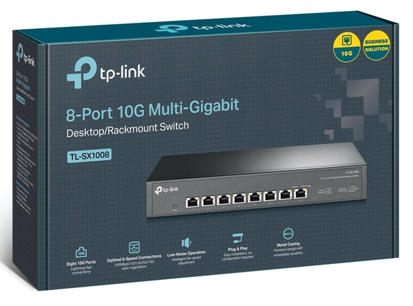 【TP-Link 9月份大激賞 Summer Sales】TP-Link TL-SX1008 8-Port 10G Multi-Gigabit Switch Unmanaged Ethernet Switch Desktop / Rackmount