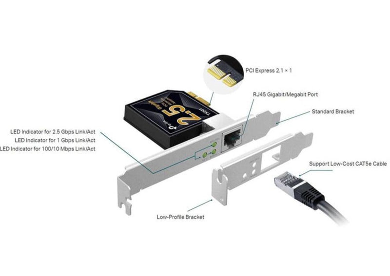 TP-Link 2.5Gbps LAN Card PCI-E Adapter Network Card TX201 