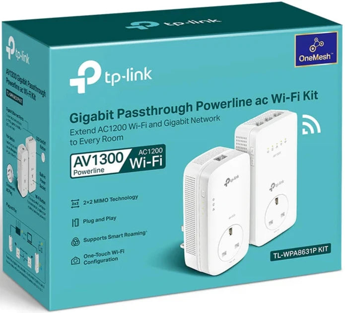 TP-Link TL-WPA8631P KIT AV1300 Gigabit Dual Passthrough Powerline AC1200 Wi-Fi Kit