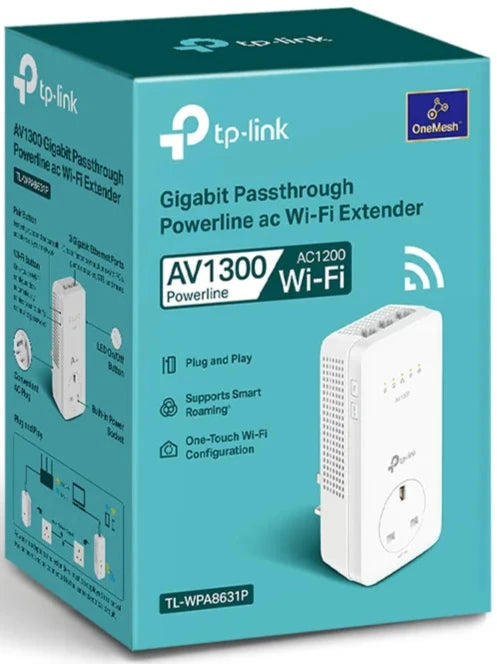 TP-Link TL-WPA8631P AV1300 Gigabit Passthrough Powerline AC1200 Wi-Fi Extender