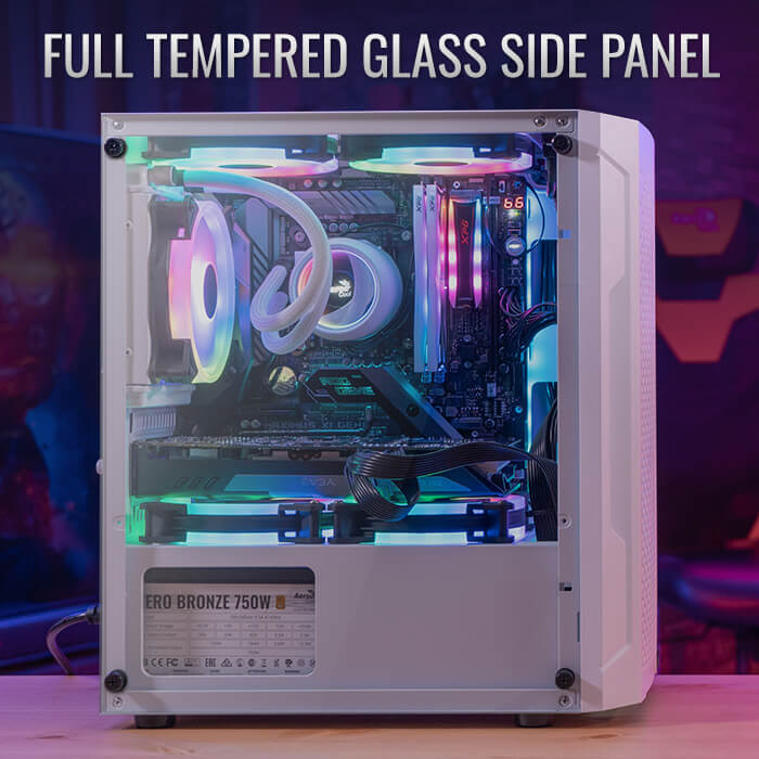 AeroCool Trinity Mini FRGB White 白色 Tempered Glass Micro-ATX Case